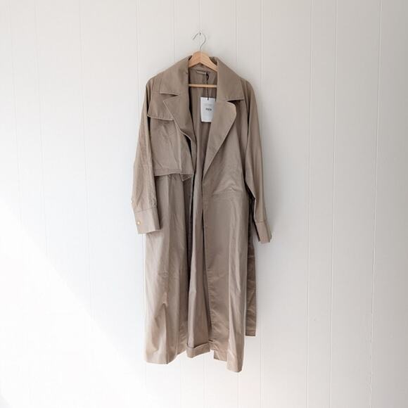 NWT Cuyana Relaxed Cotton Trench Coat in Dune, Size L